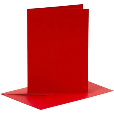 Blank Cards And Envelopes - Set Of 6, Red