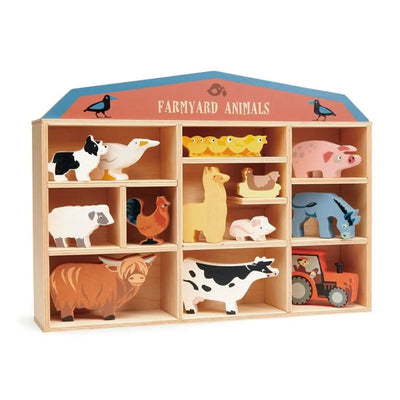 Tender Leaf Toys 13 Farmyard Animals And Shelf