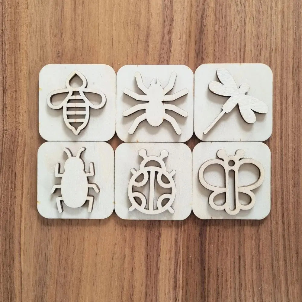 Wooden Clay/Sand Stamp - Insects