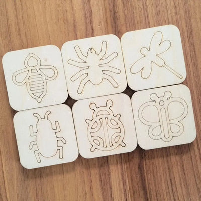 Wooden Clay/Sand Stamp - Insects