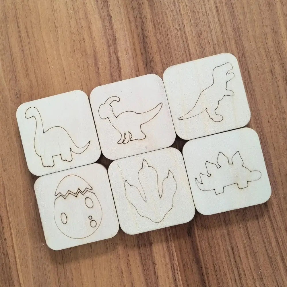 Wooden Clay/Sand Stamp - Dino