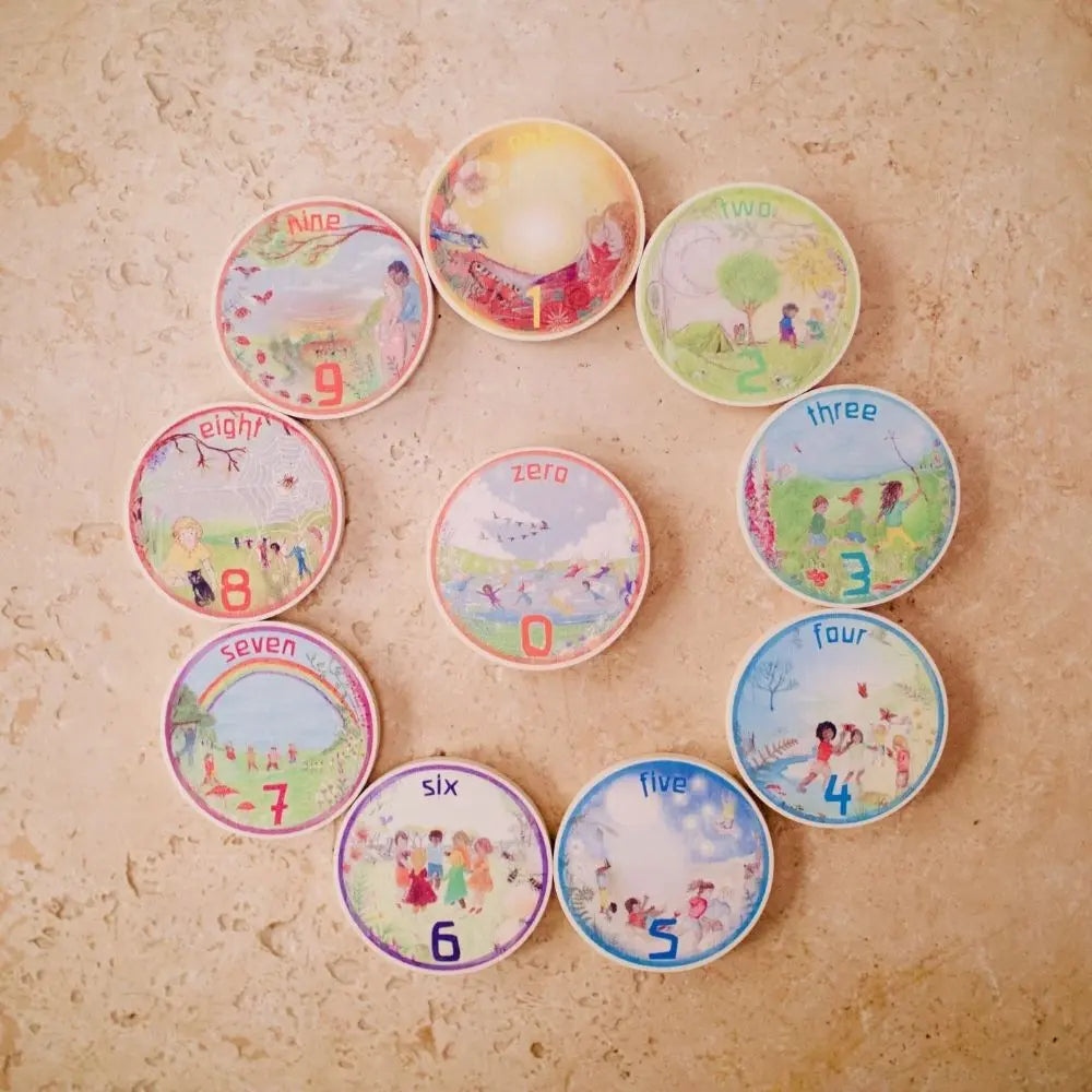 Waldorf Family Wooden Numbers Coins Set 0-9