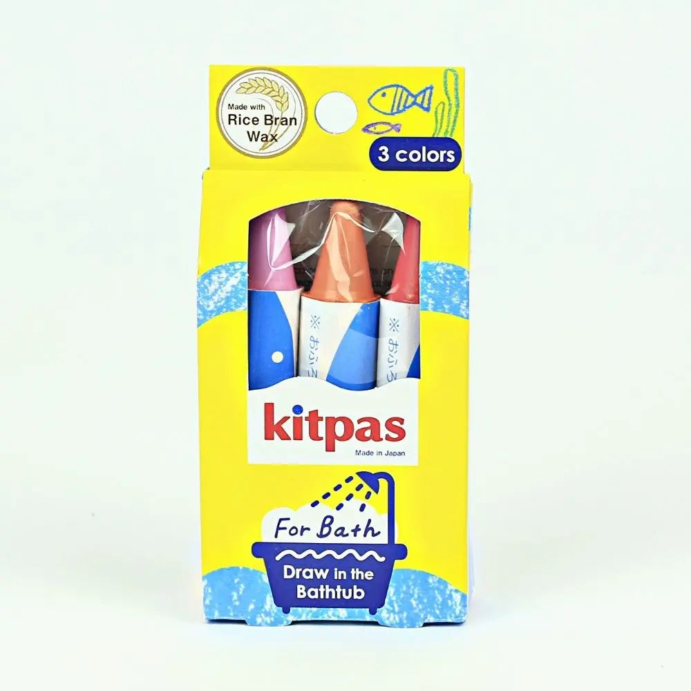 Kitpas Rice Bran Bath Crayons, Set of 3 - Coral