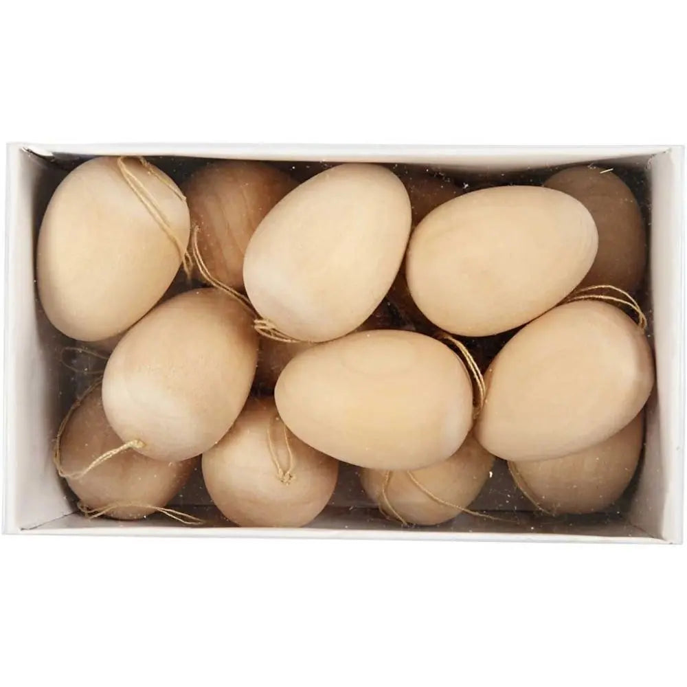 Hanging Wooden Eggs, Set Of 15