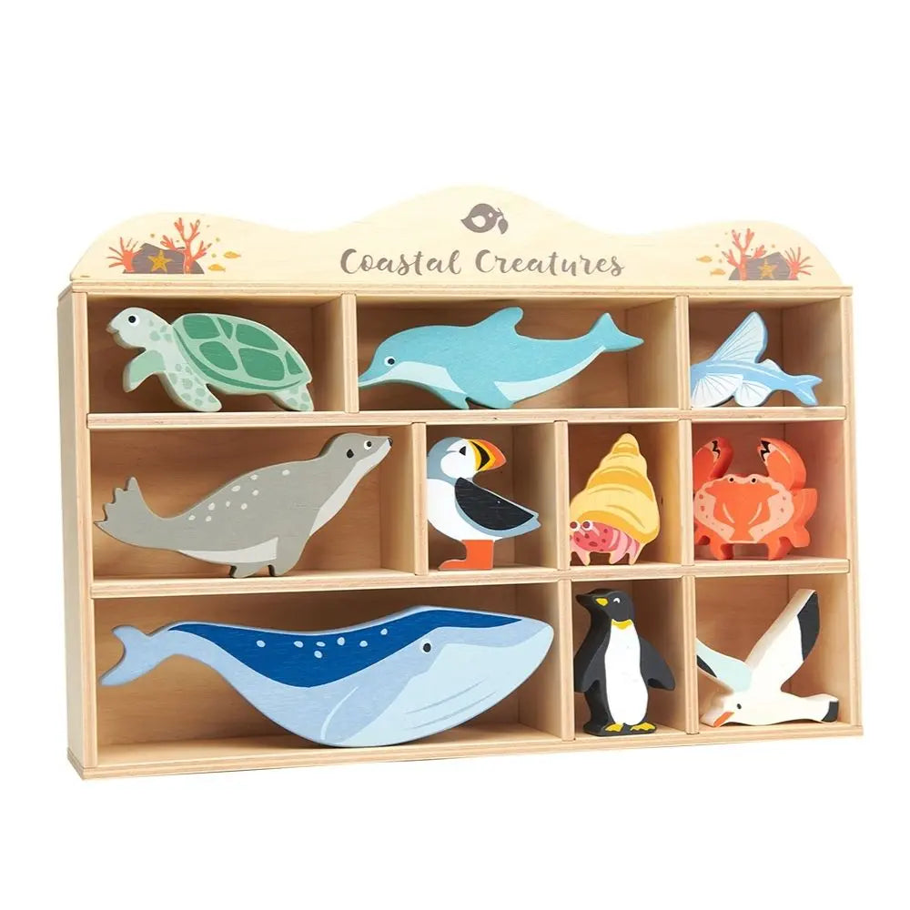 Tender Leaf Toys 10 Sea Creature Animals And Shelf