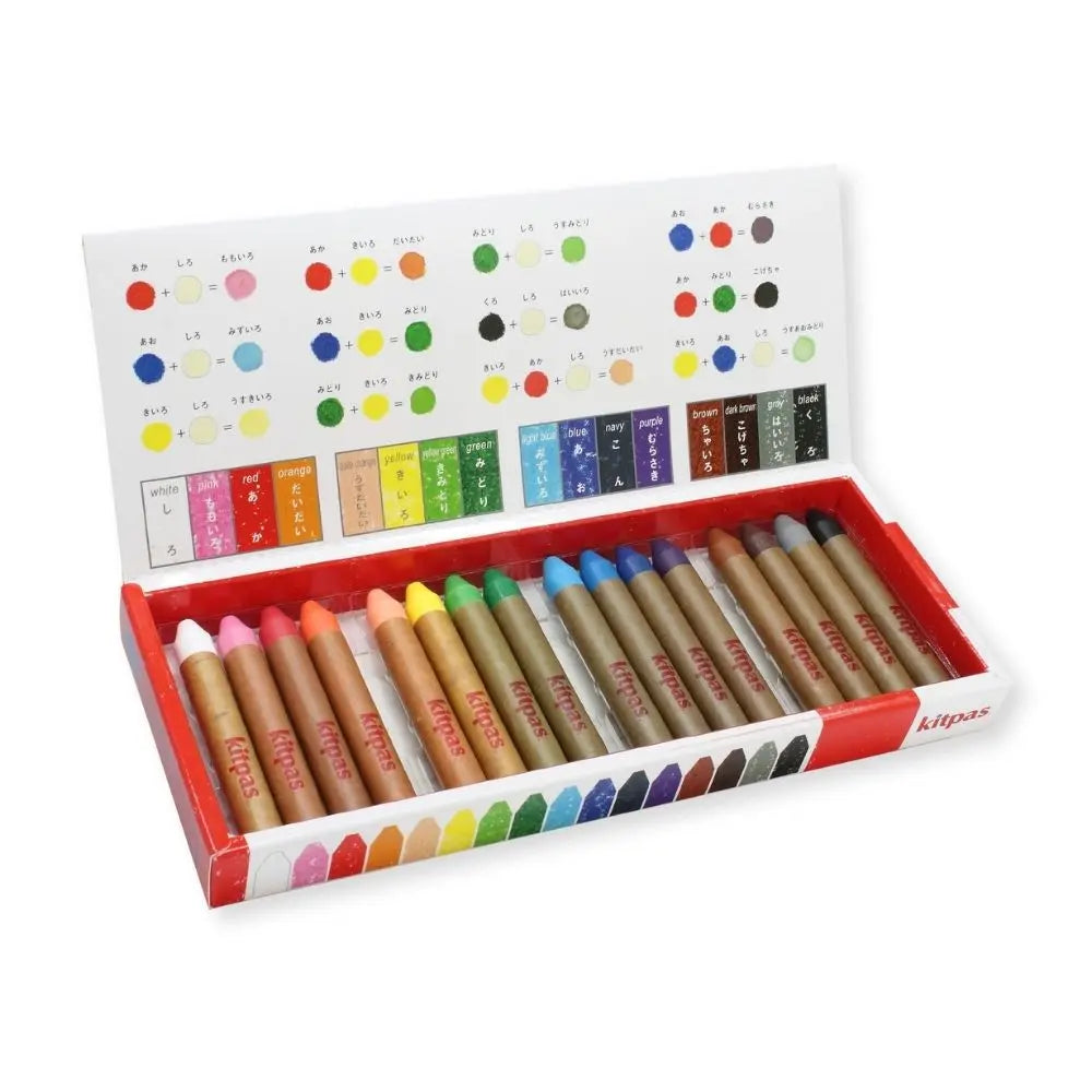 Kitpas Medium Crayons - 16 Colours