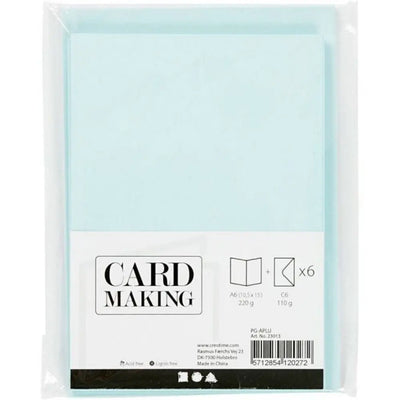 Blank Cards And Envelopes - Set Of 6, Light Blue