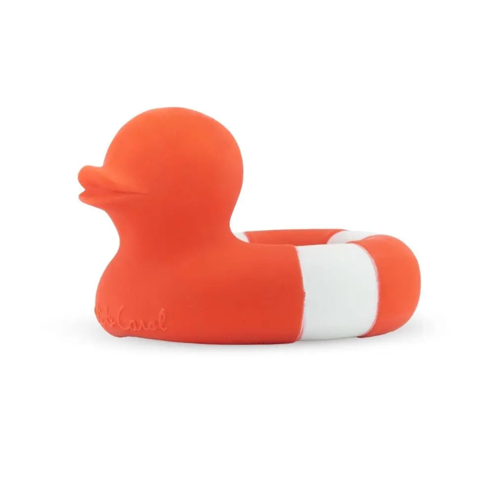 Oli & Carol Natural Teether And Bath Toy - Red Floatie Duck
