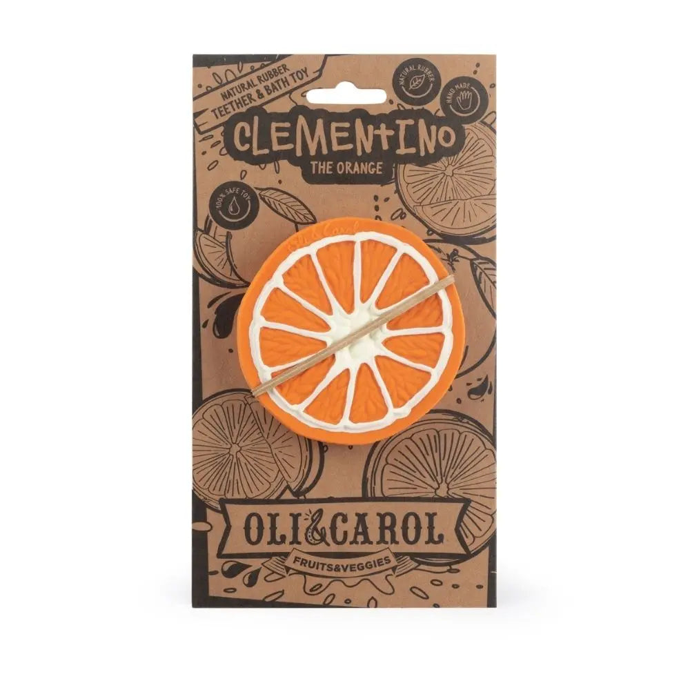 Oli & Carol Natural Teether And Bath Toy - Clementino The Orange