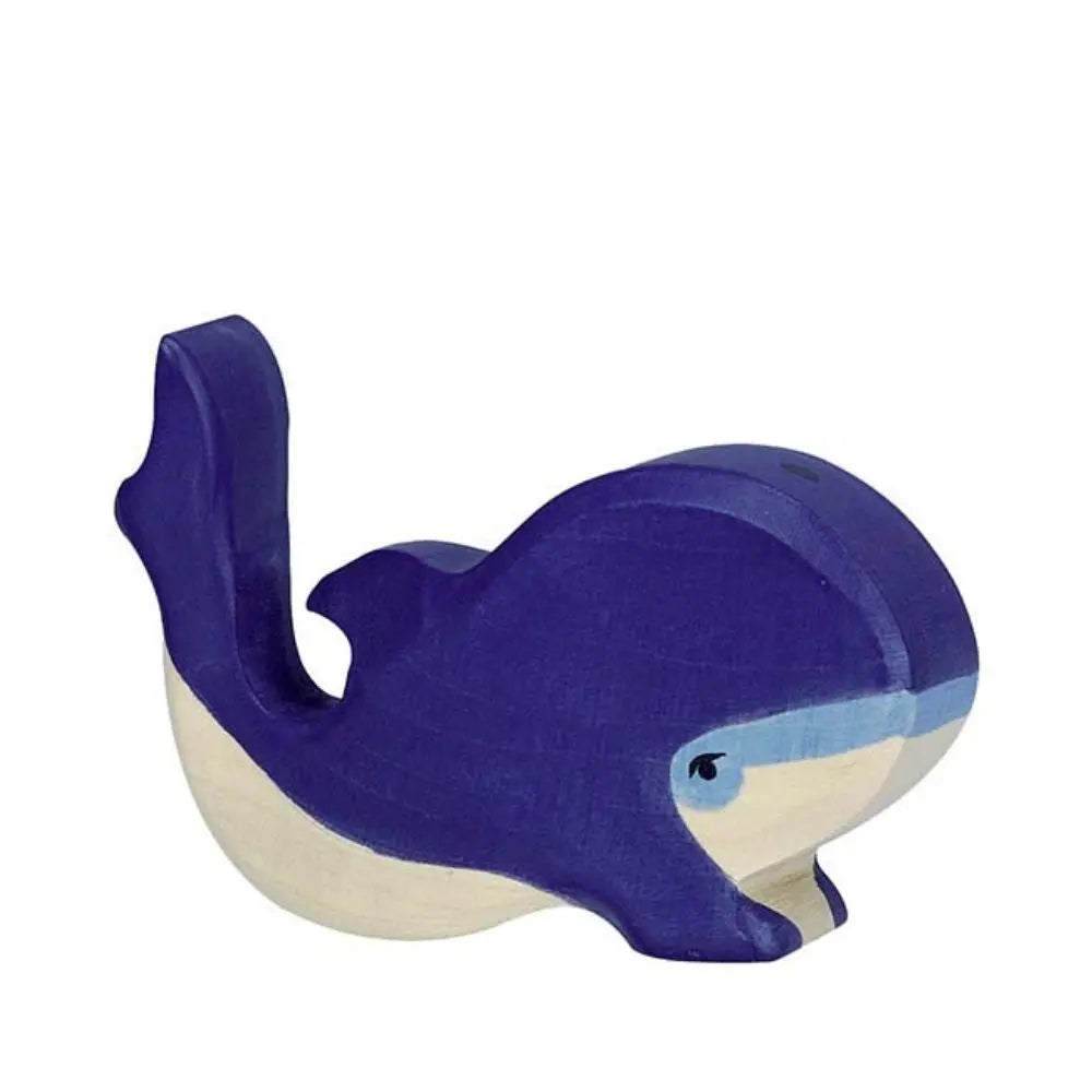 Holztiger small blue whale wooden toy