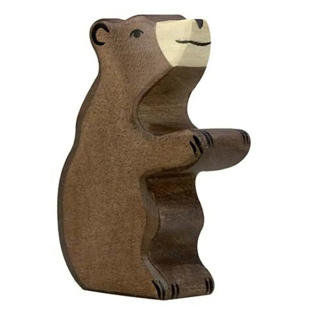 Holztiger sitting brown bear wooden toy
