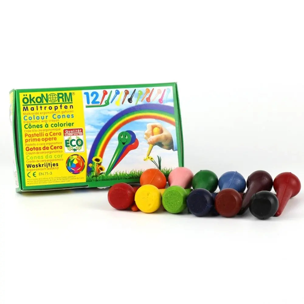 OkoNorm Beeswax Crayon Cones, 12 Colours